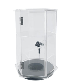 Clear Cabinet Acrylic Showcase Plexiglass Hexagon Shelf Lock Box Valuable Goods