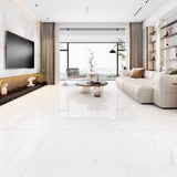 31.5X31.5" Ceramic White glossy floor tile Polished Porcelain for Living room 18721