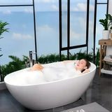 Contemporary Glossy White Deep Soaker Tub 59X32X22Eco-friendly Engineered Stone 18729-5