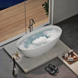 Contemporary Glossy White Deep Soaker Tub 59X32X22Eco-friendly Engineered Stone 18729-5