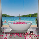 Contemporary Glossy White Deep Soaker Tub 71X35X22Eco-friendly Engineered Stone 18729-6