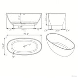 Contemporary Glossy White Deep Soaker Tub 71X35X22Eco-friendly Engineered Stone 18729-6