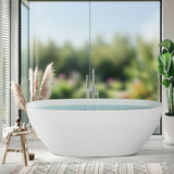 Contemporary Glossy White Deep Soaker Tub 71X35X22Eco-friendly Engineered Stone 18729-6