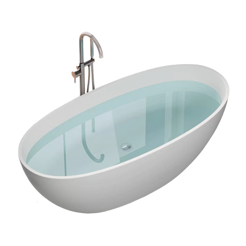 Contemporary Glossy White Deep Soaker Tub 71X35X22Eco-friendly Engineered Stone 18729-6