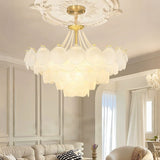31" Modern Capiz Shell Crystal Chandelier 12 Light, Luxury Coastal Chandelier 18742