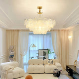 31" Modern Capiz Shell Crystal Chandelier 12 Light, Luxury Coastal Chandelier 18742
