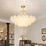 31" Modern Capiz Shell Crystal Chandelier 12 Light, Luxury Coastal Chandelier 18742