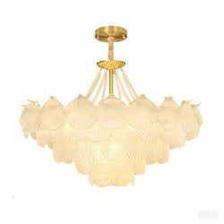 31" Modern Capiz Shell Crystal Chandelier 12 Light, Luxury Coastal Chandelier 18742