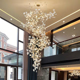18 Lights Ginkgo Branch Leaves Chandelier Lamp Modern Luxury Petal Staircase 18746