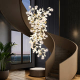 18 Lights Ginkgo Branch Leaves Chandelier Lamp Modern Luxury Petal Staircase 18746
