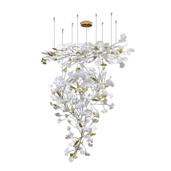 18 Lights Ginkgo Branch Leaves Chandelier Lamp Modern Luxury Petal Staircase 18746