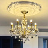8 Lights Candle Pendant Ceiling Light Fixture Modern Gold Crystal Chandelier 18747