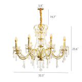 8 Lights Candle Pendant Ceiling Light Fixture Modern Gold Crystal Chandelier 18747