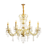 8 Lights Candle Pendant Ceiling Light Fixture Modern Gold Crystal Chandelier 18747