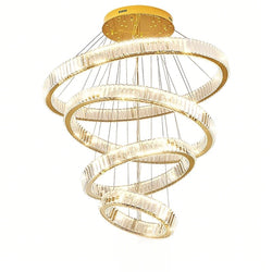 Modern Crystal Chandelier 4 Rings Gold LED Round Pendant Lighting Fixtures 18749  3 Months Lead Time