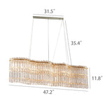 Rectangular Crystal Chandelier Modern Chrome Linear Pendant Light Fixtures 18750