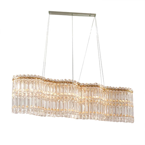 Rectangular Crystal Chandelier Modern Chrome Linear Pendant Light Fixtures 18750