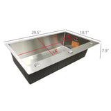 29.5L X 18W X 7.9H Rectangular 304 Stainless Steel Undermount Kitchen Sink 18761-750mm Sink