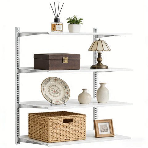 Dual Track Wall Shelf System 40x16 w/ 4 Brackets 4 MDF Shelves Storage Kit 18764+4x18765+4x18766