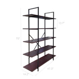 c Sapele Wood Black Metal Frame Bookcase Home Office Organizer