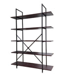 c Sapele Wood Black Metal Frame Bookcase Home Office Organizer