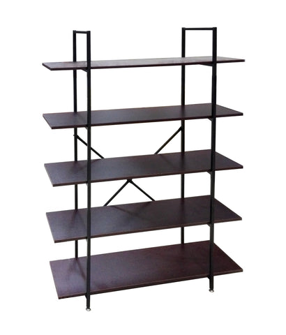 c Sapele Wood Black Metal Frame Bookcase Home Office Organizer