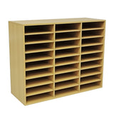 FixtureDisplays? 29.5 X 23.6 X 11.2" Wood Adjustable Literature Organizer, 27 Compartment Mailslot Organizer, Removable Shelves, Stackable 18818