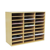 FixtureDisplays? 29.5 X 23.6 X 11.2" Wood Adjustable Literature Organizer, 27 Compartment Mailslot Organizer, Removable Shelves, Stackable 18818