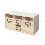 Natural Wood Desktop Office Organizer Drawers Craft Supplies Storage Cabinet