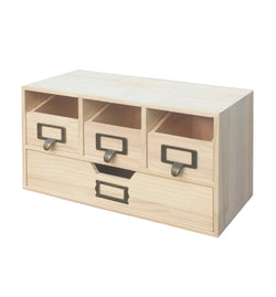 Natural Wood Desktop Office Organizer Drawers Craft Supplies Storage Cabinet
