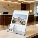 8.5 x 11" Acrylic Sign Holder with Pocket for 4 x 9 Brochures Slant Back Design 19013