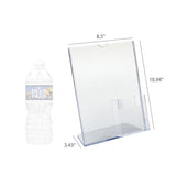8.5 x 11" Acrylic Sign Holder with Pocket for 4 x 9 Brochures Slant Back Design 19013