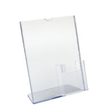 8.5 x 11" Acrylic Sign Holder with Pocket for 4 x 9 Brochures Slant Back Design 19013