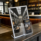 8.5 x 11" Acrylic Sign Holder with Pocket for 4 x 9 Brochures Slant Back Design 19013