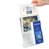 8.5 x 11" Acrylic Sign Holder with Pocket for 4 x 9 Brochures Slant Back Design 19013