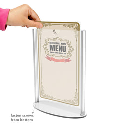 5 x 7" Sign Holder Menu Holder T-style Table Tent with Oval Base Simply assembly required. 19027