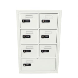 16X5X24" Recess Wall Mount Cell Phone Storage Locker 7 Doors Combination Locks 19045-07ARC