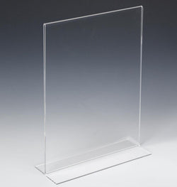 11 x 14 Acrylic Sign Holder for Tabletops, Bottom Insert, T style   Clear 19056