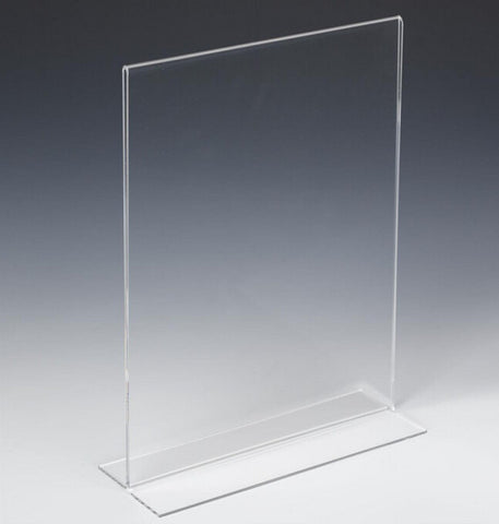 11 x 14 Acrylic Sign Holder for Tabletops, Bottom Insert, T style   Clear 19056