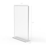 11 x 17 Acrylic Sign Holder for Tabletops, Bottom Insert, T style   Clear 19058