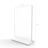 5.5 x 8.5 Acrylic Sign Holder for Tabletops, Top Insert, T style   Clear 19068
