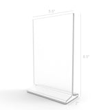 5.5 x 8.5 Acrylic Sign Holder for Tabletops, Top Insert, T style   Clear 19068