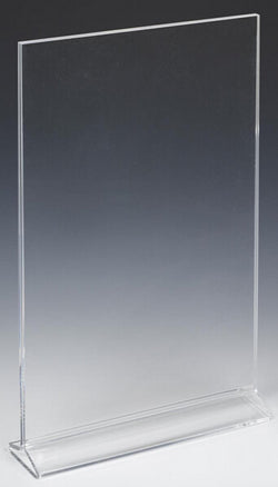 11 x 17 Acrylic Sign Holder for Tabletops, Top Insert, T style   Clear 19081