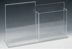 8.5 x 11 Acrylic Sign Holder with Pocket for 8.5 x 11 Magazines, T style   Clear