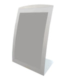 FixtureDisplays? 11 x 17 Sign Holder for Tabletop, with Magnetic Lens, Curved - Silver 19127