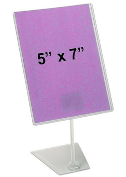 5 x 7 Sign Holder for Tabletops, Shovel Base, 3 Height Options   Black 19147