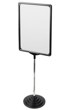 11 x 14 Sign Holder for Tabletops, Round Stepped Base, 2 Display Options   Black