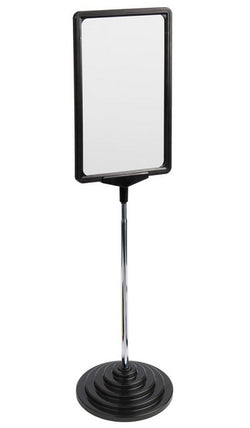 7 x 11 Sign Holder for Tabletops, Round Stepped Base, 2 Display Options   Black