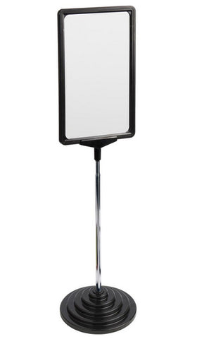 7 x 11 Sign Holder for Tabletops, Round Stepped Base, 2 Display Options   Black