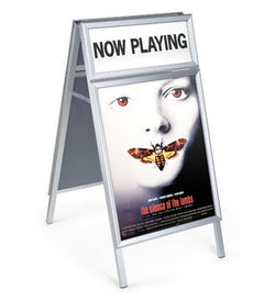 22 x 28 Sidewalk Sign for Posters, Snap Open, Headers, 2 Sided   Silver 19199